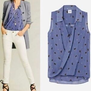 Cabi Vivid Violet Crossover Blouse M3